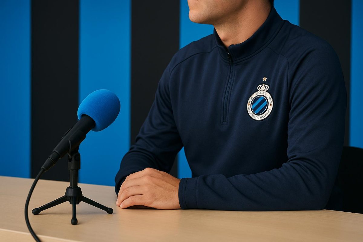 Dévy Rigaux van Club Brugge tijdens een persmoment
