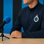 Dévy Rigaux van Club Brugge tijdens een persmoment