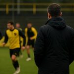 Carl Hoefkens langs de zijlijn bij NAC Breda in aanloop naar het duel met Heracles
