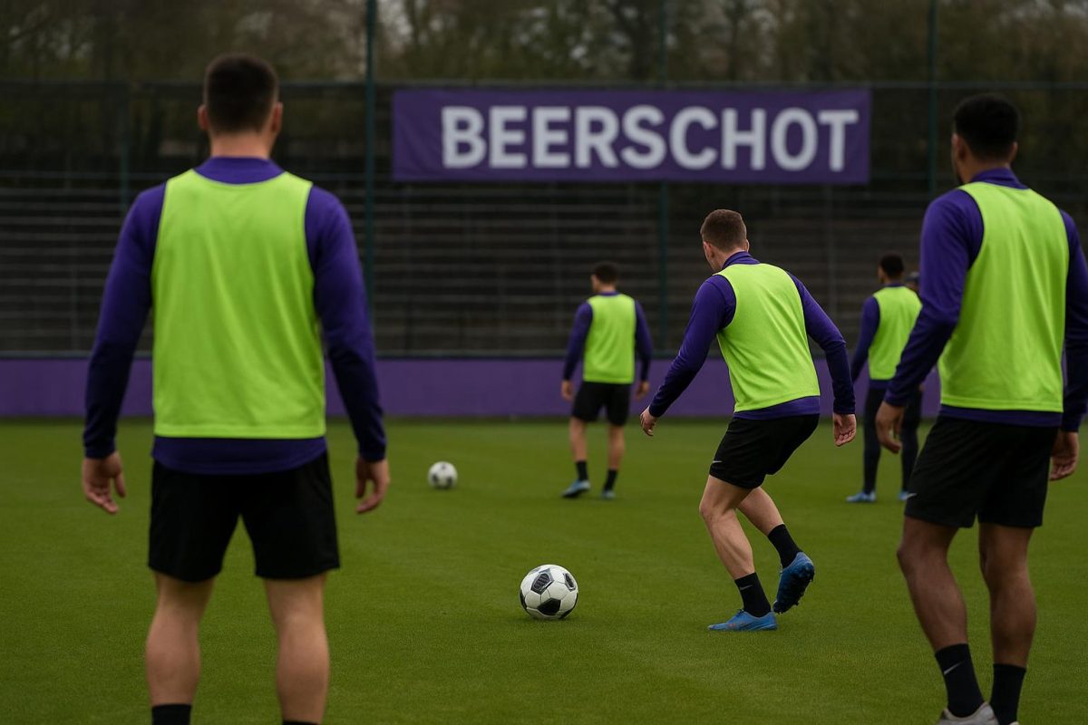 Spelers van Beerschot in aanloop naar de uitmatch bij KV Kortrijk