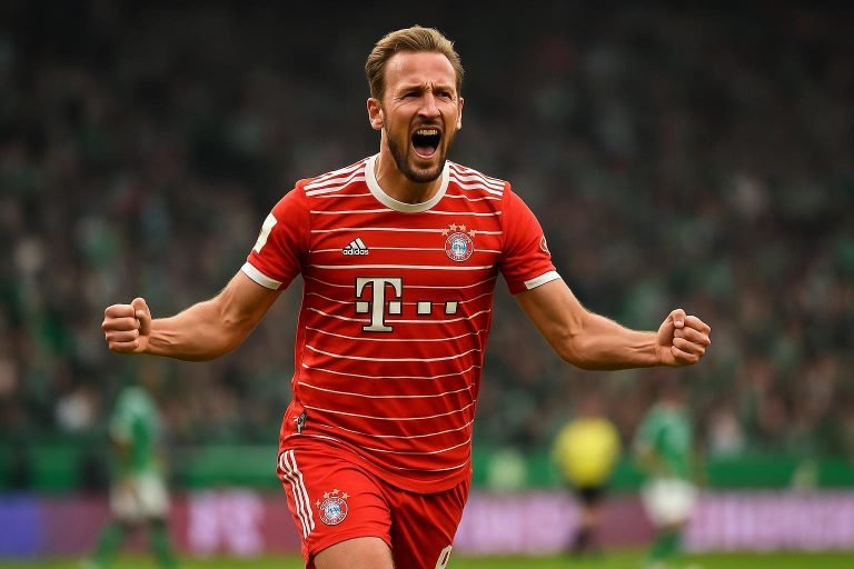 Harry Kane viert zijn doelpunt voor Bayern München tegen Werder Bremen