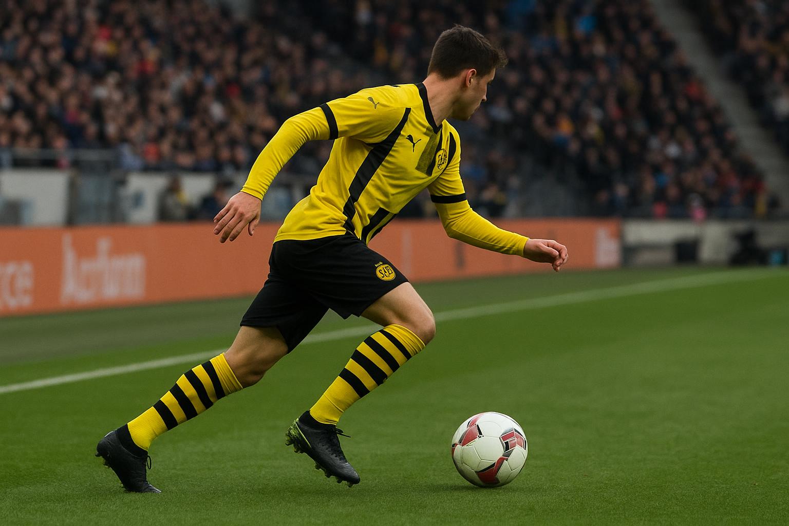 Julian Ryerson van Borussia Dortmund in wedstrijdactie