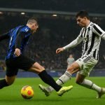 Actiemoment tijdens Internazionale-Juventus in San Siro