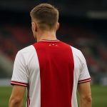 Mika Godts viert na een doelpunt in het shirt van Ajax