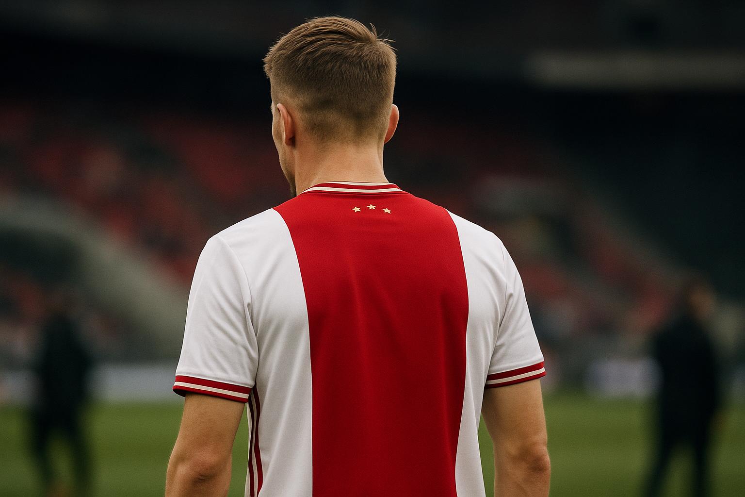 Mika Godts viert na een doelpunt in het shirt van Ajax