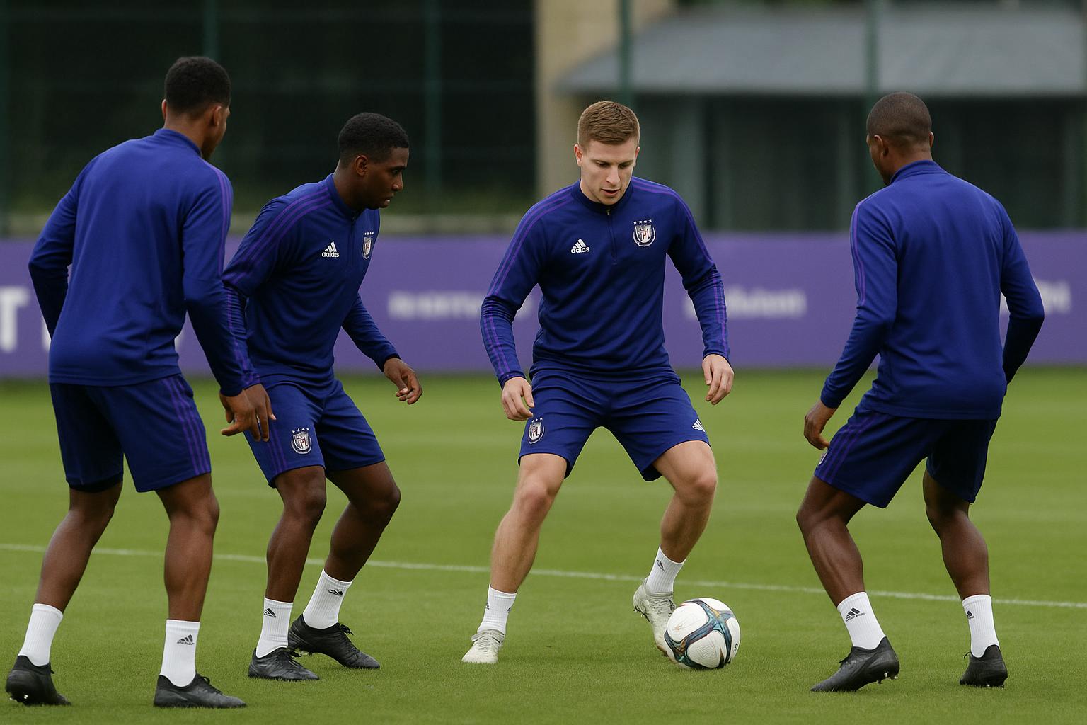 Spelers van RSC Anderlecht tijdens een training met focus op balbezit