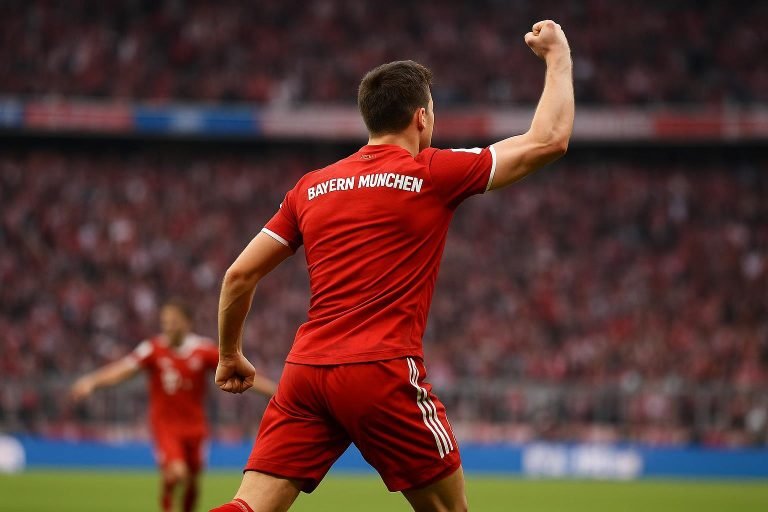 Harry Kane en Vincent Kompany bij Bayern München in een moment van overleg langs de zijlijn