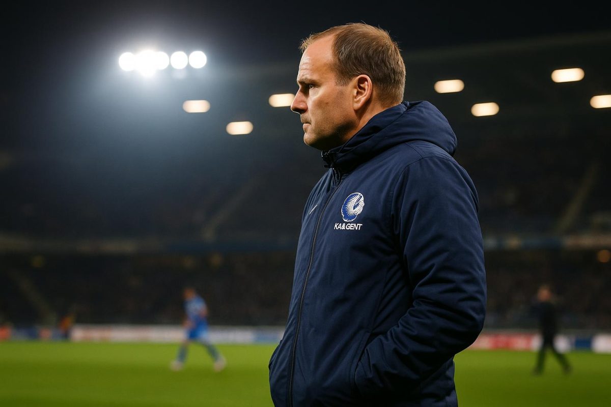 Rik De Mil langs de zijlijn bij KAA Gent tijdens een wedstrijd