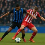 Actiemoment in de Brugse derby tussen Cercle Brugge en Club Brugge in het Jan Breydelstadion