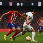 Spelmoment uit Rayo Vallecano tegen Atlético Madrid in Vallecas
