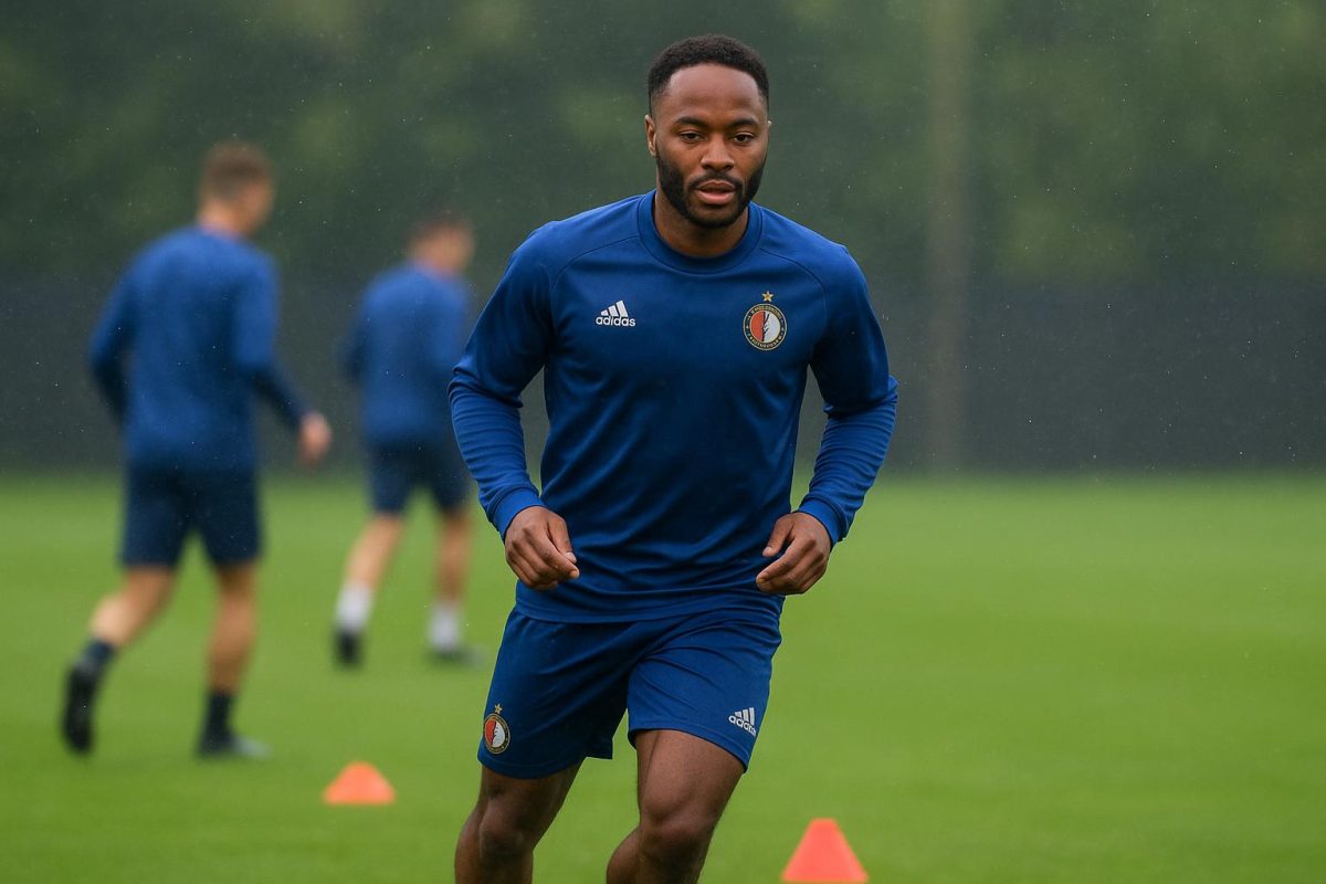 Feyenoord trekt op stage naar België zodat Raheem Sterling kan meetrainen terwijl zijn papierwerk in orde komt.