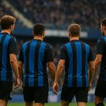 Spelers van Club Brugge vieren een doelpunt in het stadion tijdens een competitiewedstrijd
