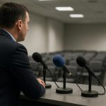 Club Brugge-CEO Bob Madou tijdens een persmoment over het competitieformat