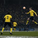 Sfeerbeeld in het stadion van STVV tijdens een winterse wedstrijd