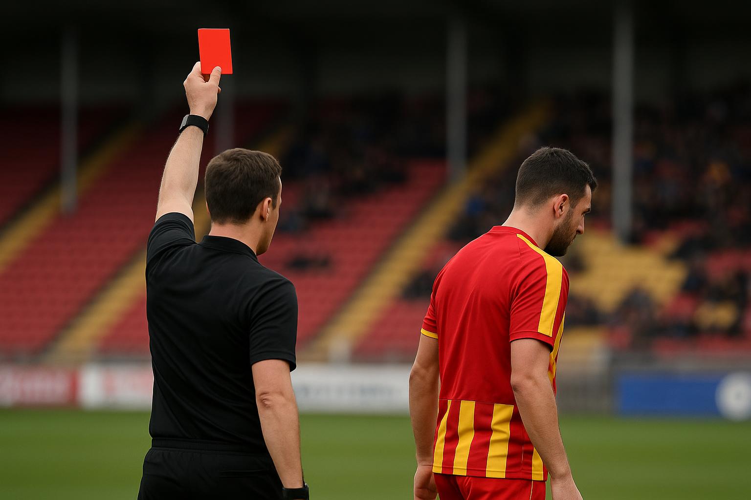 Thibo Baeten van Go Ahead Eagles verlaat het veld na een rode kaart in De Kuip