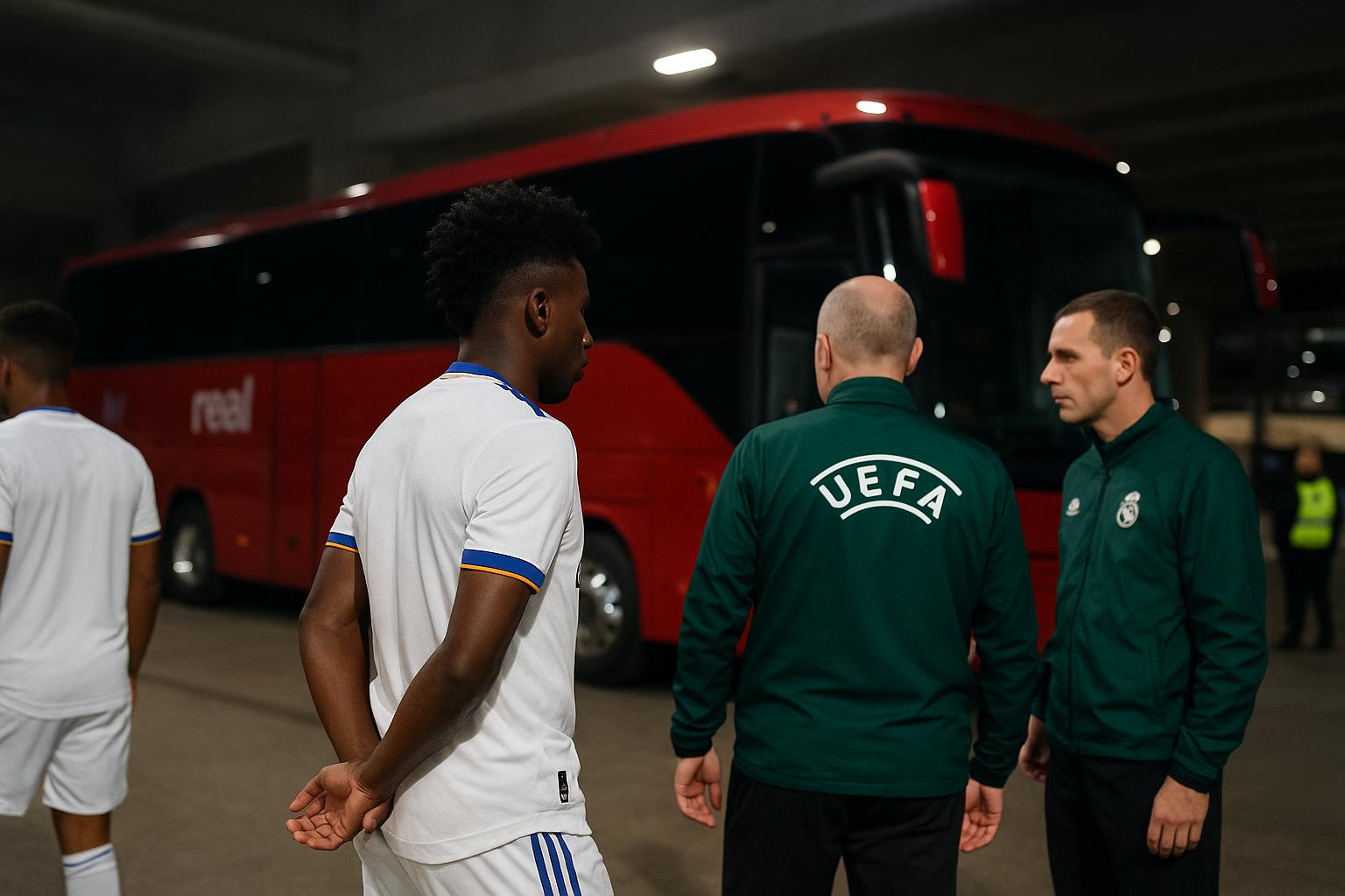 Clarence Seedorf in een stadioncontext rond Real Madrid na een Europese match