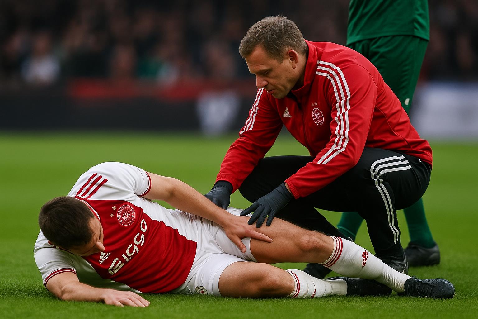 Oleksandr Zinchenko van Ajax valt uit met een knieblessure in de Johan Cruijff ArenA