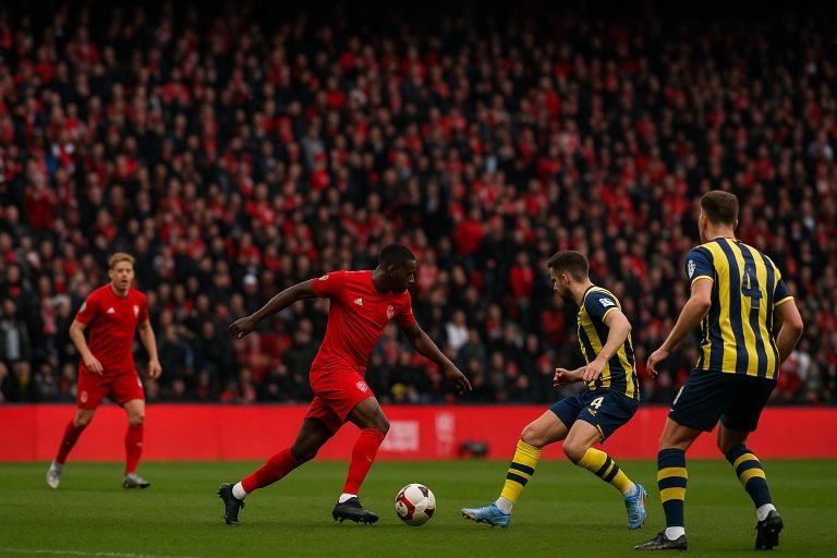 Sfeerbeeld in het stadion van Standard tijdens Standard-Union, met spelers op het veld