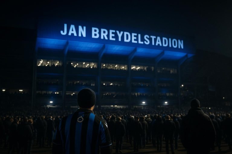 Sfeerbeeld rond het Jan Breydelstadion bij Club Brugge in aanloop naar een Europese avond