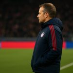 Vincent Kompany langs de zijlijn als coach van Bayern München
