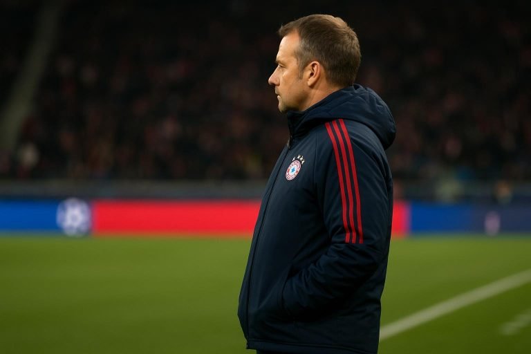 Vincent Kompany langs de zijlijn als coach van Bayern München