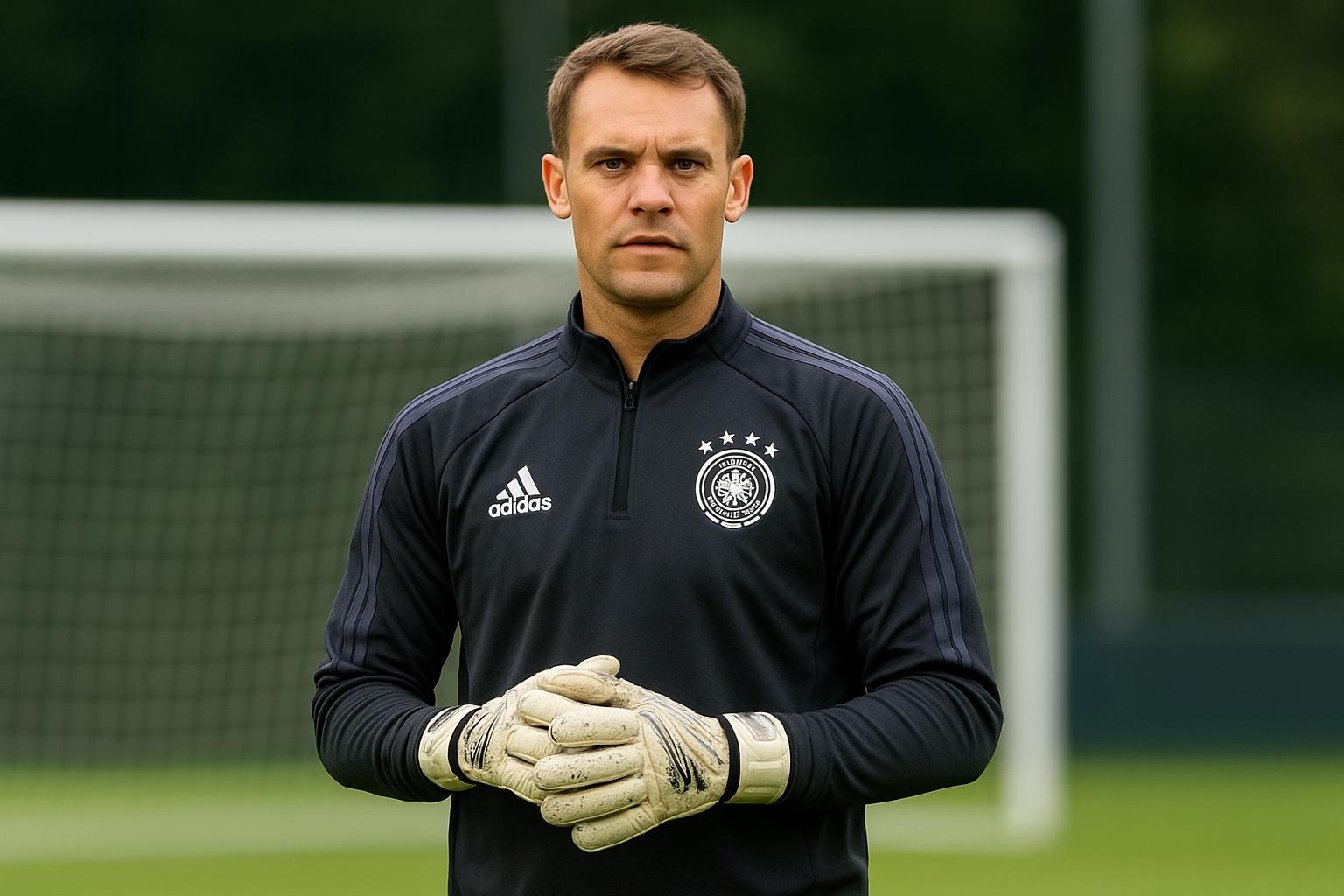 Manuel Neuer in Bayern-trainingssfeer, met focus op het keepersdossier rond Duitsland.