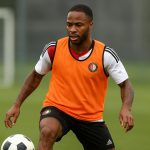 Raheem Sterling tijdens een trainingsmoment met Feyenoord op stage in België
