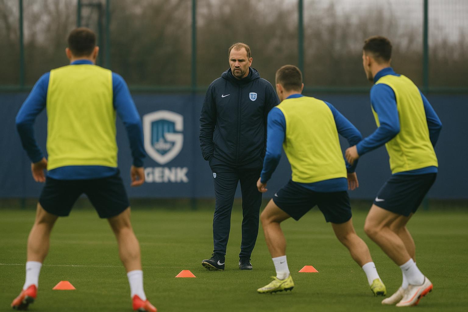 Nicky Hayen tijdens een trainingsmoment bij KRC Genk