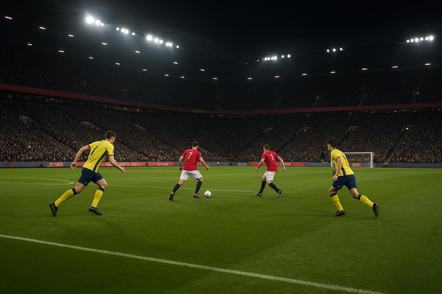 Sfeerbeeld in een Belgisch stadion tijdens een wedstrijd in de Jupiler Pro League, met focus op de spanning richting play-offs