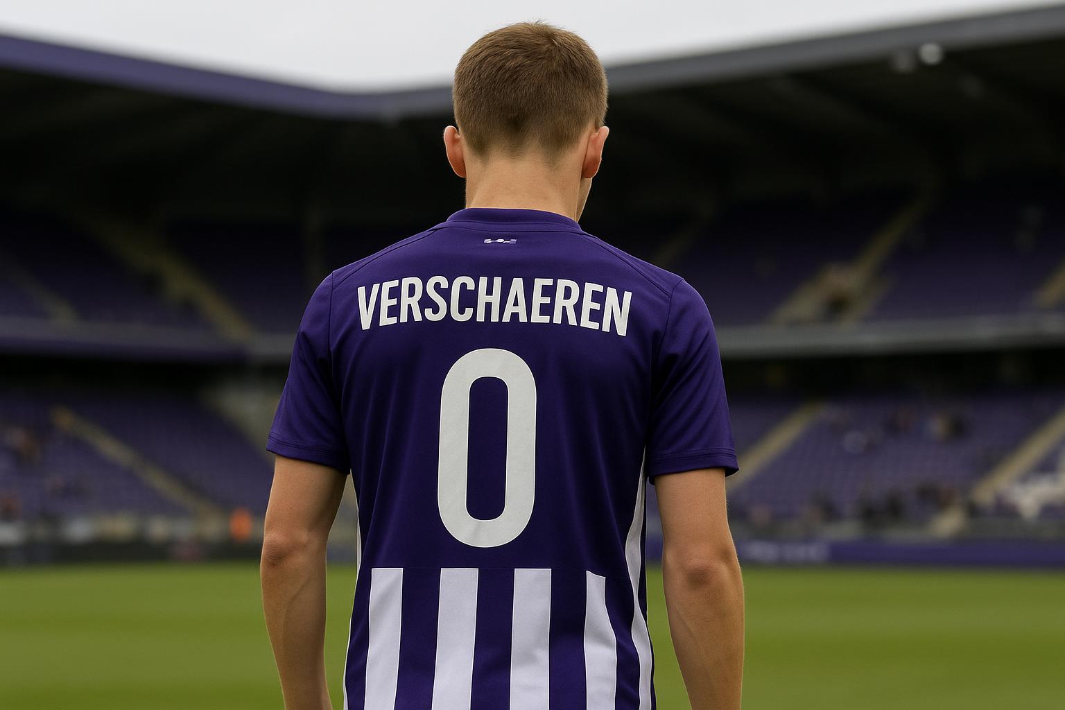 Yari Verschaeren in het shirt van RSC Anderlecht in het Lotto Park