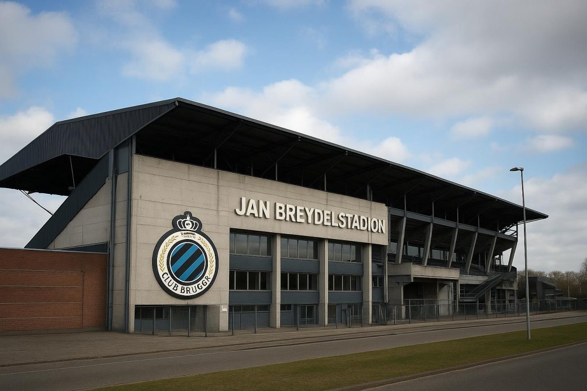 Omgeving rond het Jan Breydelstadion in Brugge, met focus op het stadionexterieur