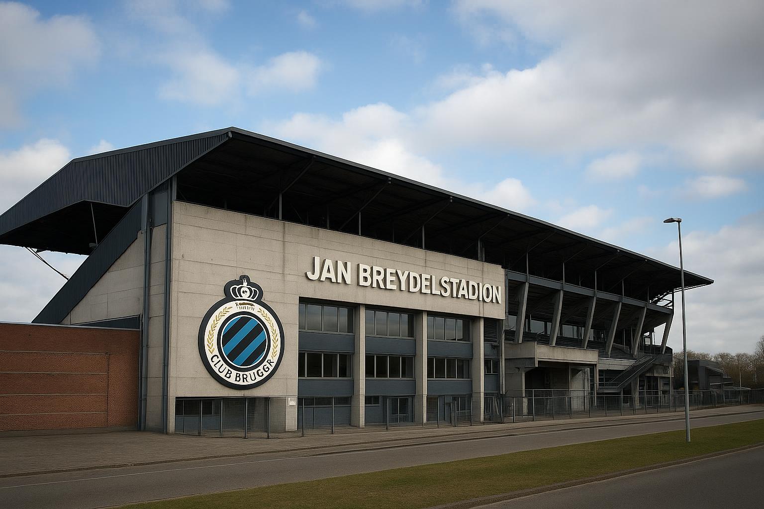 Omgeving rond het Jan Breydelstadion in Brugge, met focus op het stadionexterieur