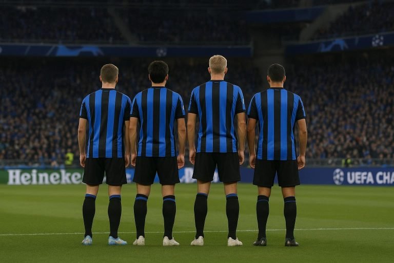 Sfeerbeeld rond Club Brugge in een Champions League-context, met focus op de verdediging