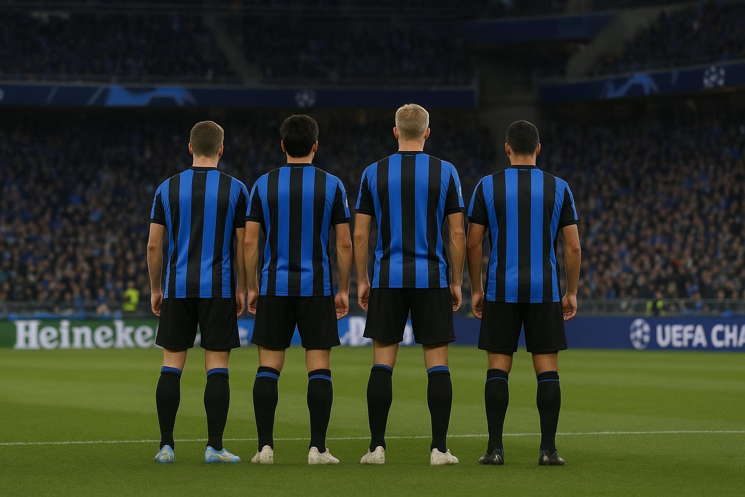 Sfeerbeeld rond Club Brugge in een Champions League-context, met focus op de verdediging
