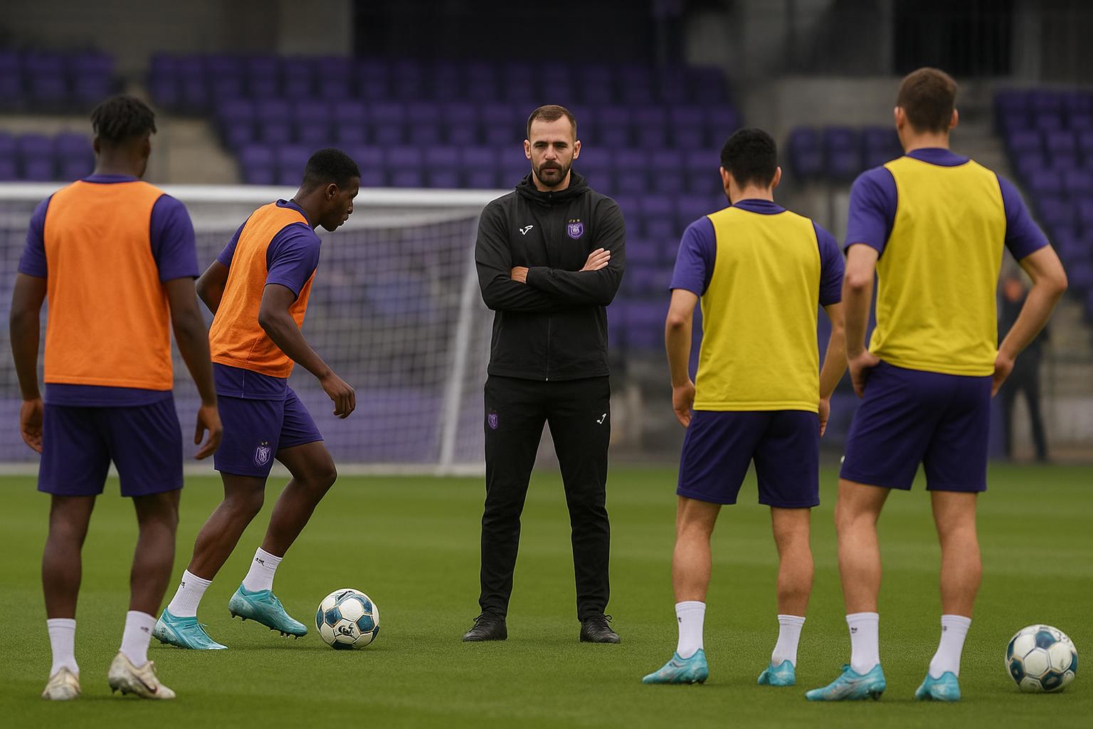 Spelers van RSC Anderlecht op training terwijl de club inzet op meer ervaring in de kern