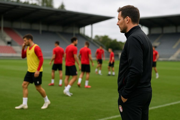 Vincent Euvrard langs de zijlijn bij Standard tijdens een trainingsmoment.
