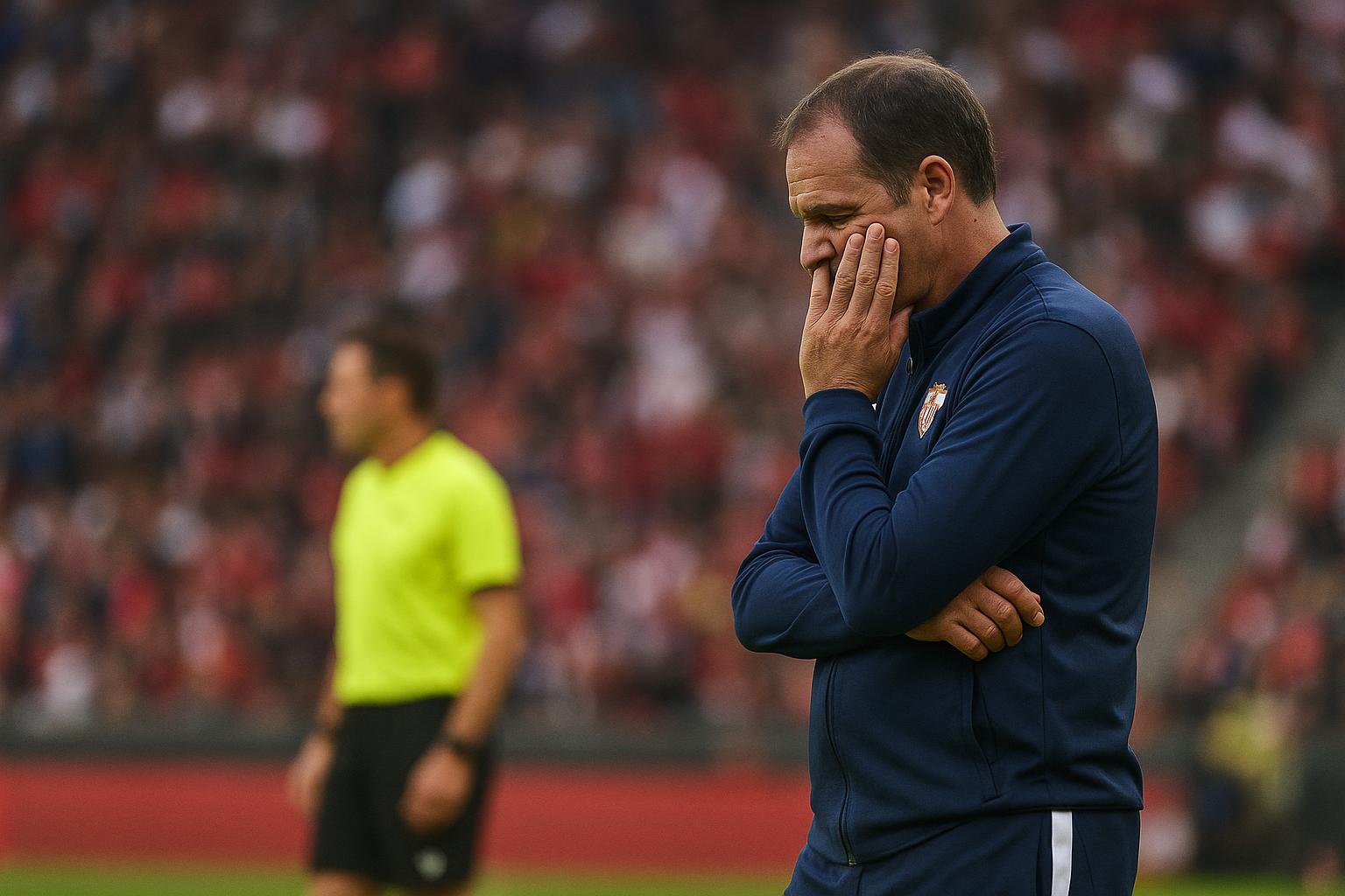 Mattias Almeyda, coach van Sevilla, langs de zijlijn tijdens een wedstrijd in La Liga