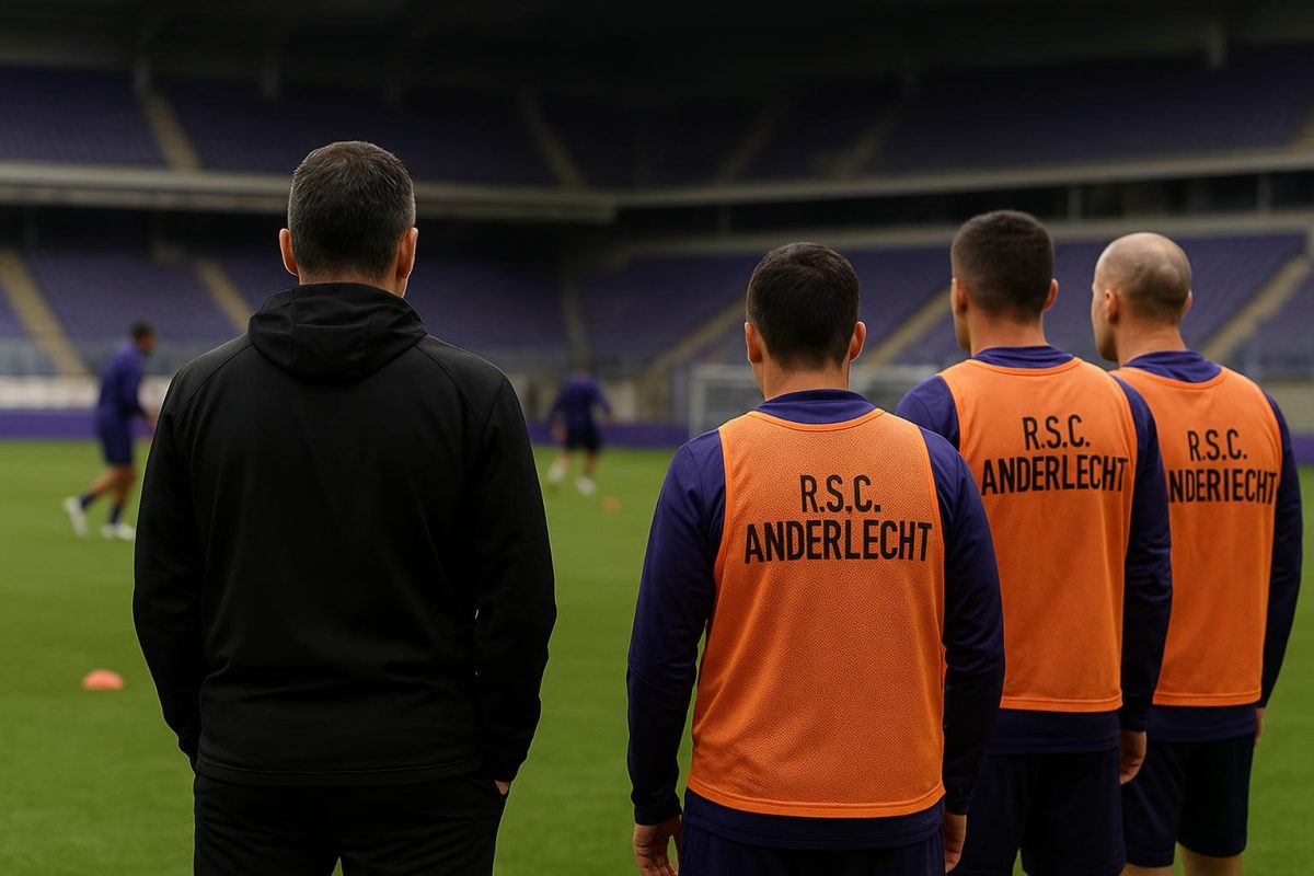 Jérémy Taravel in Anderlecht-context langs de zijlijn tijdens een trainingsmoment