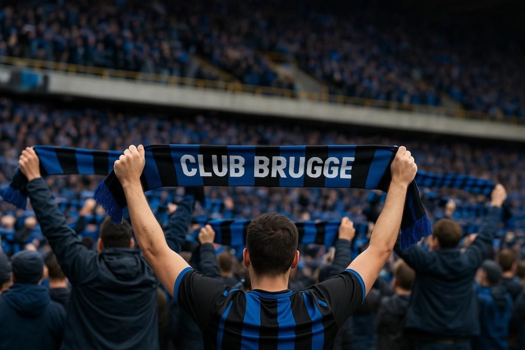 Supporters van Club Brugge reageren trots na de 3-3 tegen Atlético Madrid