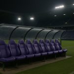 Sfeerbeeld in het Lotto Park met de dug-out van RSC Anderlecht tijdens een wedstrijdavond