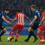 Spelers van Club Brugge in het Jan Breydelstadion tijdens de match tegen Atlético Madrid