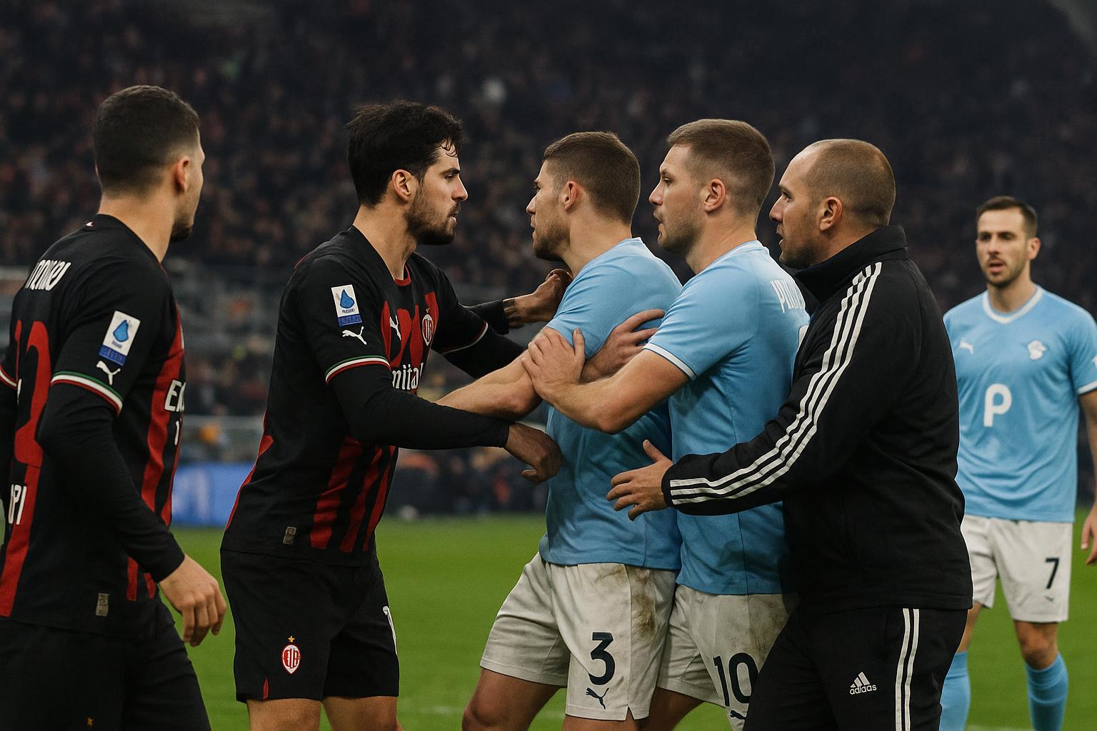 Alexis Saelemaekers in een duel tijdens AC Milan-Como in San Siro