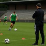 Felice Mazzu van OH Leuven langs het veld tijdens een trainingsmoment