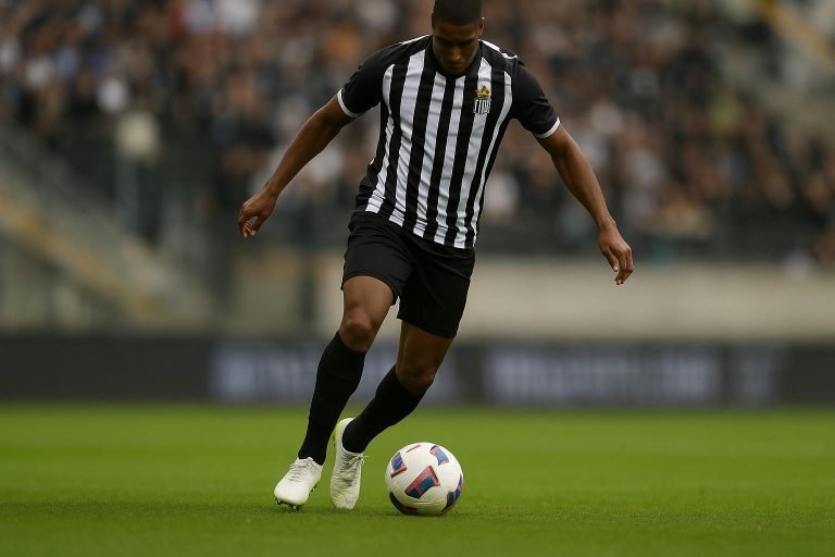 Parfait Guiagon in actie voor Sporting Charleroi tijdens een wedstrijdmoment.