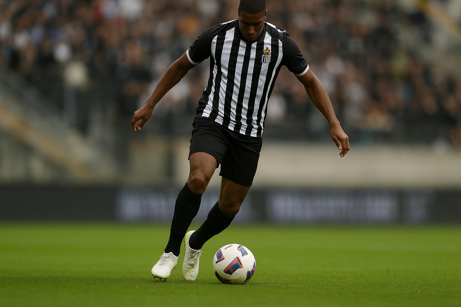 Parfait Guiagon in actie voor Sporting Charleroi tijdens een wedstrijdmoment.