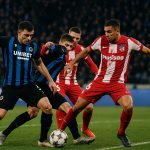 Club Brugge-verdediger Joel Ordoñez in actie tijdens Club Brugge tegen Atlético Madrid in het Jan Breydelstadion
