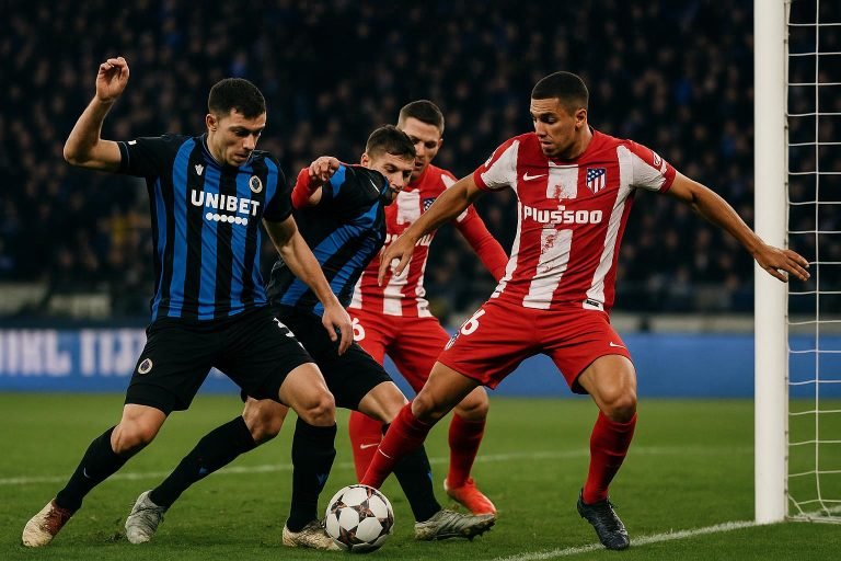 Club Brugge-verdediger Joel Ordoñez in actie tijdens Club Brugge tegen Atlético Madrid in het Jan Breydelstadion