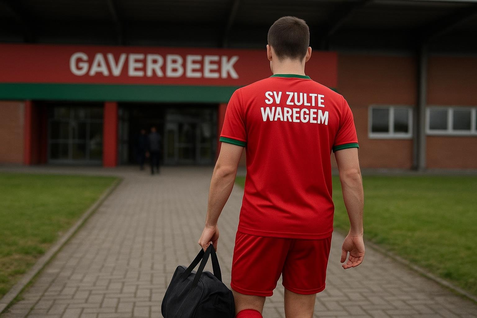 Sfeerbeeld aan het stadion van SV Zulte Waregem aan de Gaverbeek