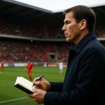 Rudi Garcia volgt een wedstrijd vanuit de tribune in aanloop naar de WK-selectie van de Rode Duivels