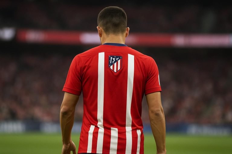 Julián Álvarez in actie in een wedstrijdshirt van Atlético Madrid